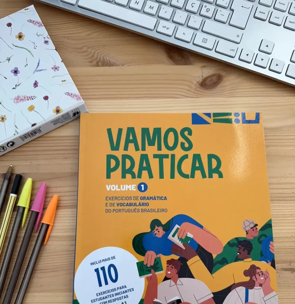 Vamos Praticar exercise book. Portuguese book for adults, basic level. Portuguese verb conjugation.