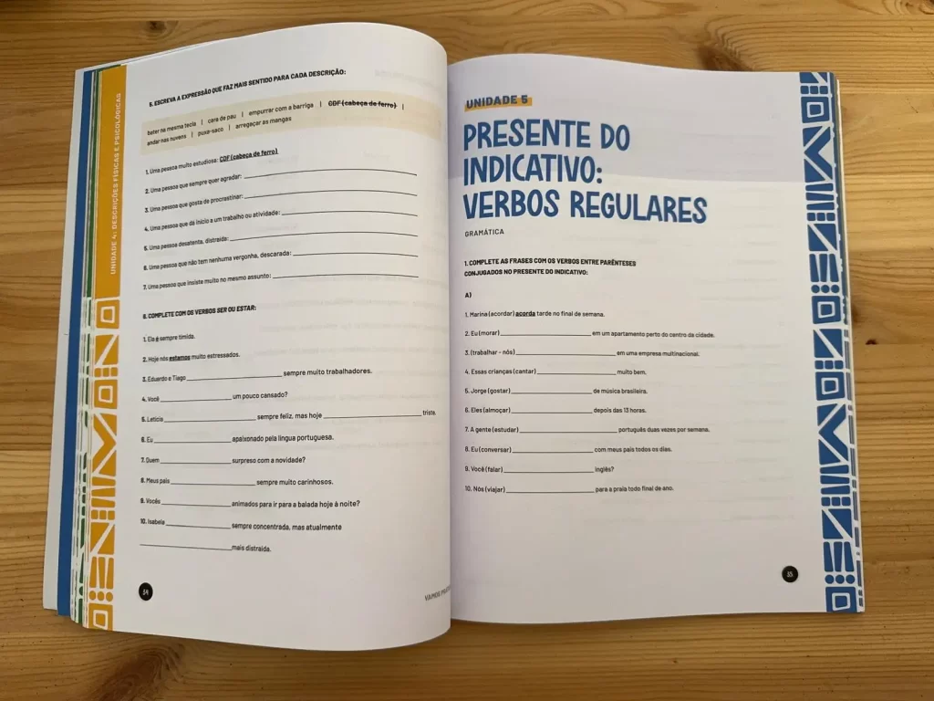 Brazilian Portuguese workbook for adults basic level.